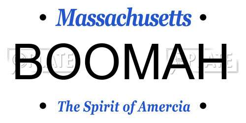 BOOMAH Massachusetts License Plate