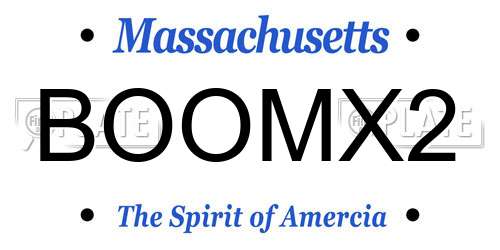BOOMX2 Massachusetts License Plate