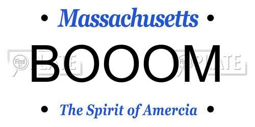 BOOOM Massachusetts License Plate