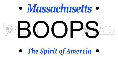 BOOPS Massachusetts License Plate