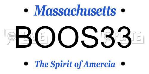 BOOS33 Massachusetts License Plate