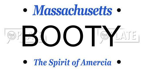 BOOTY Massachusetts License Plate