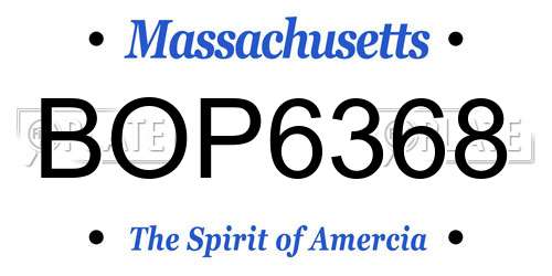 BOP6368 Massachusetts License Plate