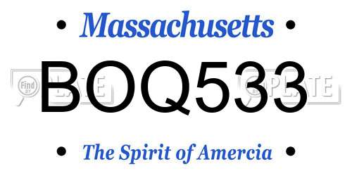 BOQ533 Massachusetts License Plate