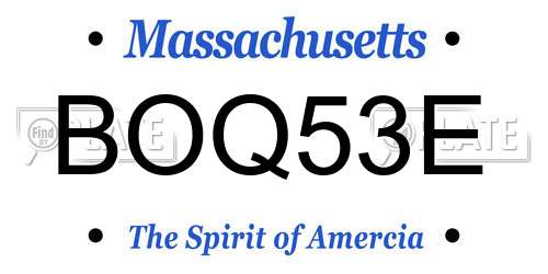BOQ53E Massachusetts License Plate