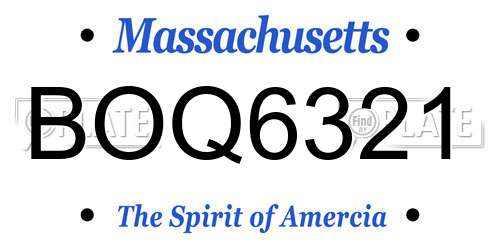 BOQ6321 Massachusetts License Plate