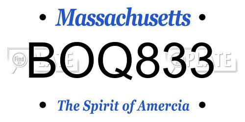 BOQ833 Massachusetts License Plate