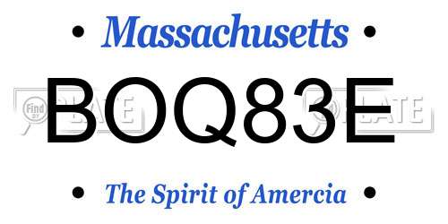 BOQ83E Massachusetts License Plate