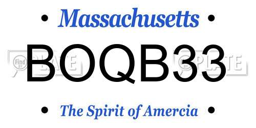BOQB33 Massachusetts License Plate