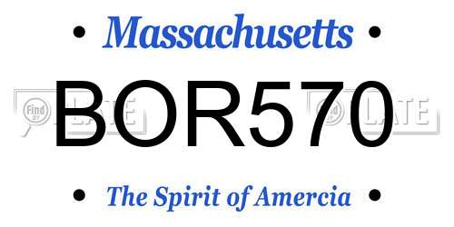 BOR570 Massachusetts License Plate