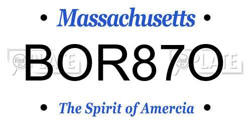 BOR87O Massachusetts License Plate