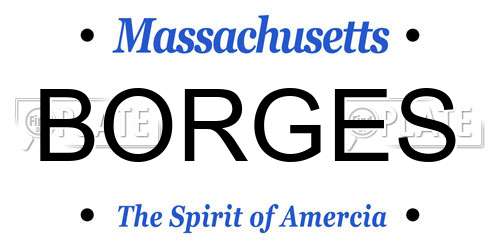 BORGES Massachusetts License Plate
