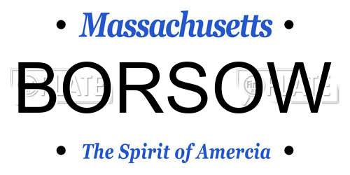 BORSOW Massachusetts License Plate