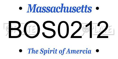 BOS0212 Massachusetts License Plate