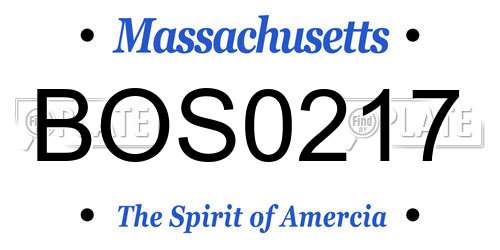 BOS0217 Massachusetts License Plate