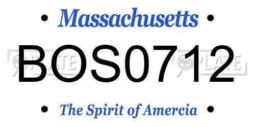 BOS0712 Massachusetts License Plate