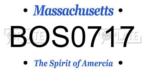 BOS0717 Massachusetts License Plate