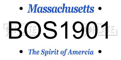 BOS1901 Massachusetts License Plate