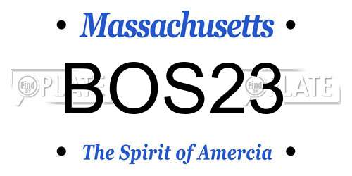 BOS23 Massachusetts License Plate