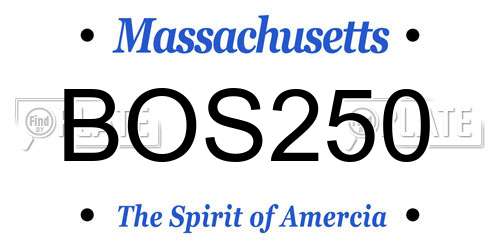 BOS250 Massachusetts License Plate