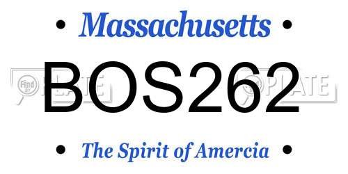 BOS262 Massachusetts License Plate