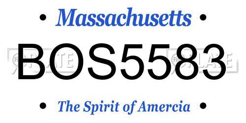 BOS5583 Massachusetts License Plate