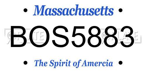 BOS5883 Massachusetts License Plate