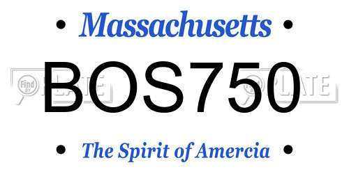 BOS750 Massachusetts License Plate
