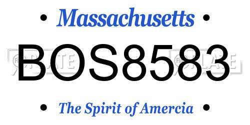 BOS8583 Massachusetts License Plate