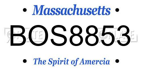 BOS8853 Massachusetts License Plate