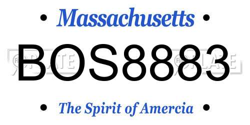 BOS8883 Massachusetts License Plate