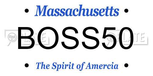 BOSS50 Massachusetts License Plate