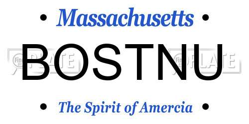 BOSTNU Massachusetts License Plate