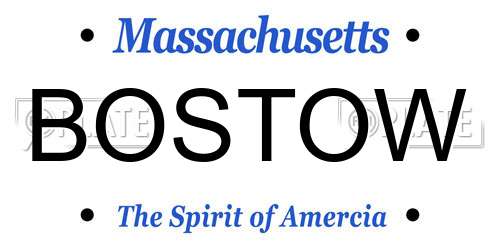 BOSTOW Massachusetts License Plate