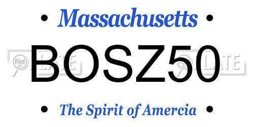 BOSZ50 Massachusetts License Plate
