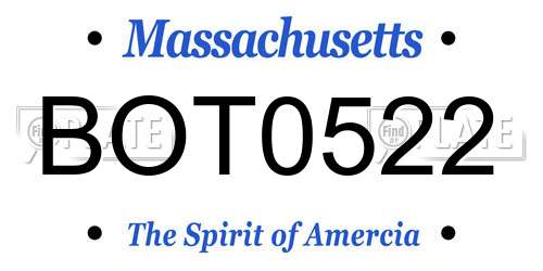 BOT0522 Massachusetts License Plate