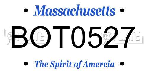BOT0527 Massachusetts License Plate