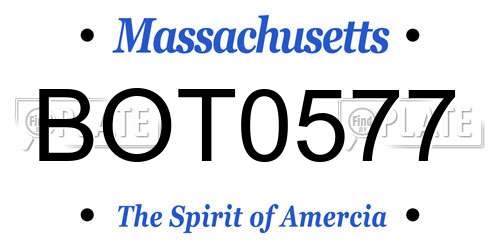 BOT0577 Massachusetts License Plate