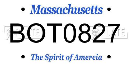 BOT0827 Massachusetts License Plate