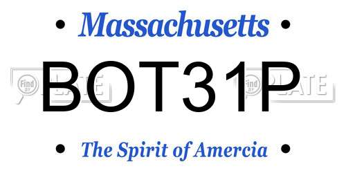BOT31P Massachusetts License Plate