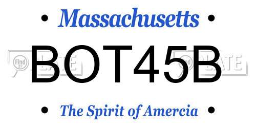 BOT45B Massachusetts License Plate