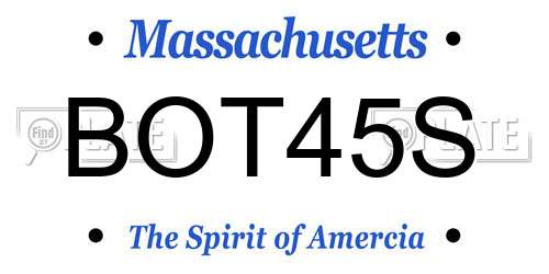 BOT45S Massachusetts License Plate