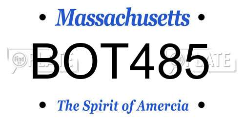BOT485 Massachusetts License Plate