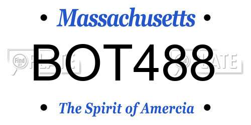 BOT488 Massachusetts License Plate