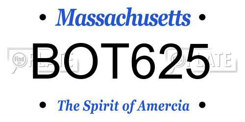 BOT625 Massachusetts License Plate