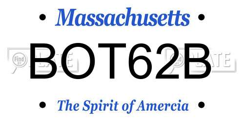 BOT62B Massachusetts License Plate