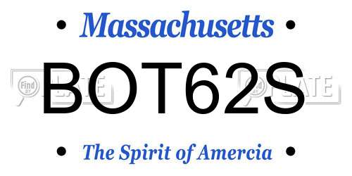 BOT62S Massachusetts License Plate