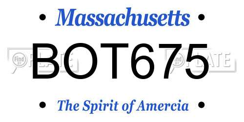 BOT675 Massachusetts License Plate