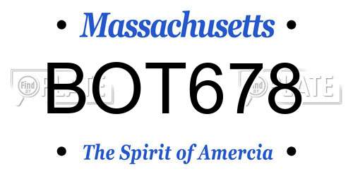 BOT678 Massachusetts License Plate