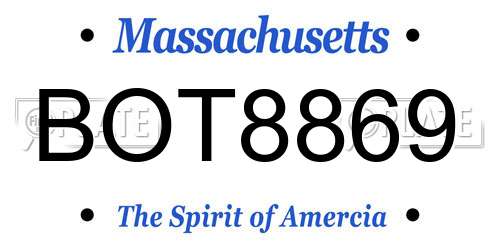 BOT8869 Massachusetts License Plate